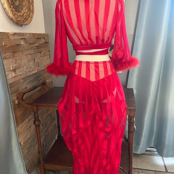 Vintage Jenelle Red Sheer Lingerie Set - Picture 3 of 11